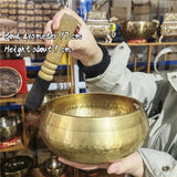 Tibetan brass singing bowl with Sanskrit – handmade meditation instrument for stress relief. - V.I.P Digital Presence