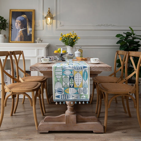 Jacquard table flag small fish green contrasting color dining table fabric holiday coffee table bed flag TV cabinet - V.I.P Digital Presence