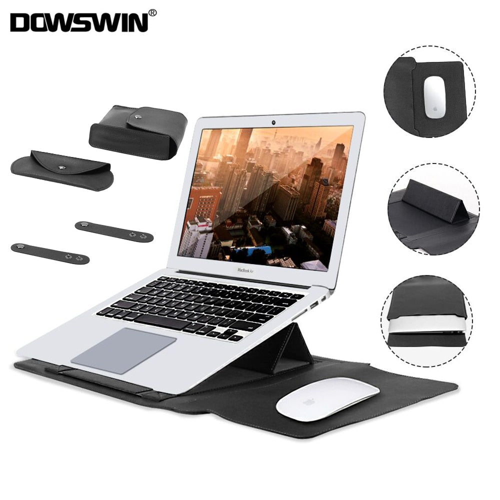 Laptop Bag PU Leather Sleeve Bag Waterproof Case For Macbook Air Pro 13 15 Portable Laptop Notebook Bag With Support Frame - V.I.P Digital Presence