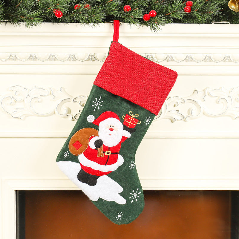 Christmas Socks Gift Bag Linen Santa Claus Embroidery Christmas Socks Christmas Gifts Christmas Pendants - V.I.P Digital Presence