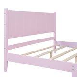 Queen Size Wood Platform Bed Frame, Retro Style Bed with Rectangular Headboard,No Need Box Spring,Pink - V.I.P Digital Presence