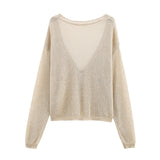 Style Women's Fashion Casual Versatile Long Sleeve Loose Single Breasted Knit Jacket - V.I.P Digital Presence