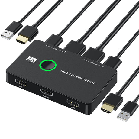 KVM switch for 2 computers to share keyboard mouse printer high-definition display USB/HDMI - V.I.P Digital Presence