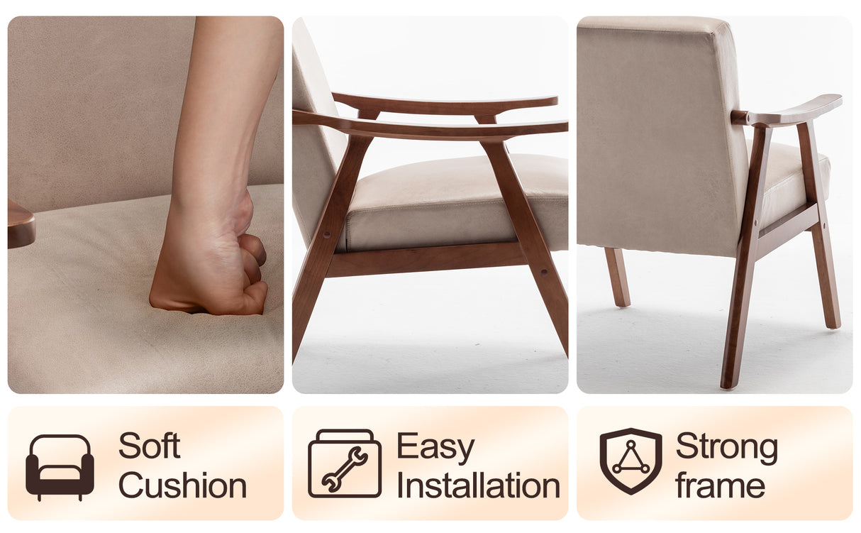 Solid wood frame living room chair, accent chair with thick backrest, casual chair Indoo - V.I.P Digital Presence