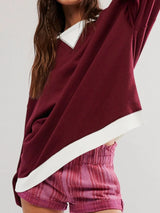 Contrast Dropped Shoulder Long Sleeve Sweatshirt - V.I.P Digital Presence