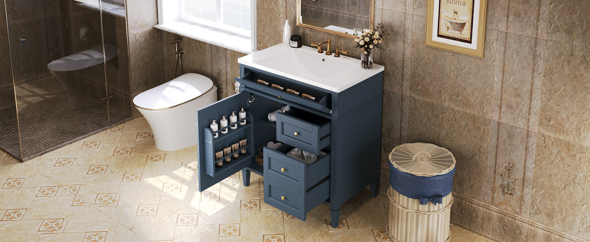 30 inch bathroom vanity with top sink, storage cabinet with 2 drawers and 1 drawer, single sink bathroom vanity - V.I.P Digital Presence