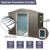 8ft x 6ft Outdoor Metal Storage Shed with Window Grey(W540S00016) - V.I.P Digital Presence