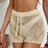 Hook flower hollowed out beach shorts with drawstring - V.I.P Digital Presence