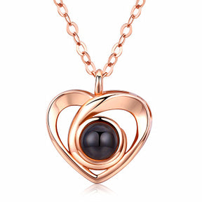 Silver Love Heart shaped Projection Pendant Necklace in 100 Languages, I Love You Projection Pendant Clavicle Chain - V.I.P Digital Presence
