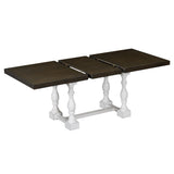 Traditional 6-Piece 78inch Trestle Extendable Dining Table Set with One 18inch Removable Leaf Distressed White - V.I.P Digital Presence