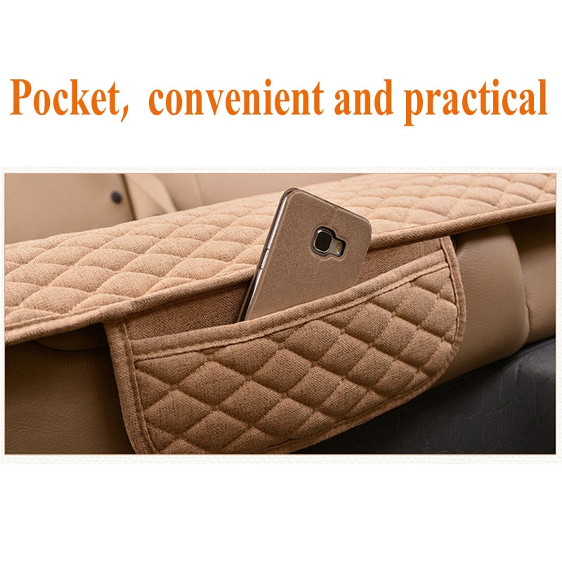 Flax Car Seat Cover Four Seasons Front Rear Linen Fabric Cushion Breathable Protector Mat Pad Auto accessories Universal Size - V.I.P Digital Presence