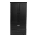 Tall Bathroom Storage Cabinet, Cabinet with Two Doors and Drawers, Adjustable Shelf, MDF Board, Black - V.I.P Digital Presence