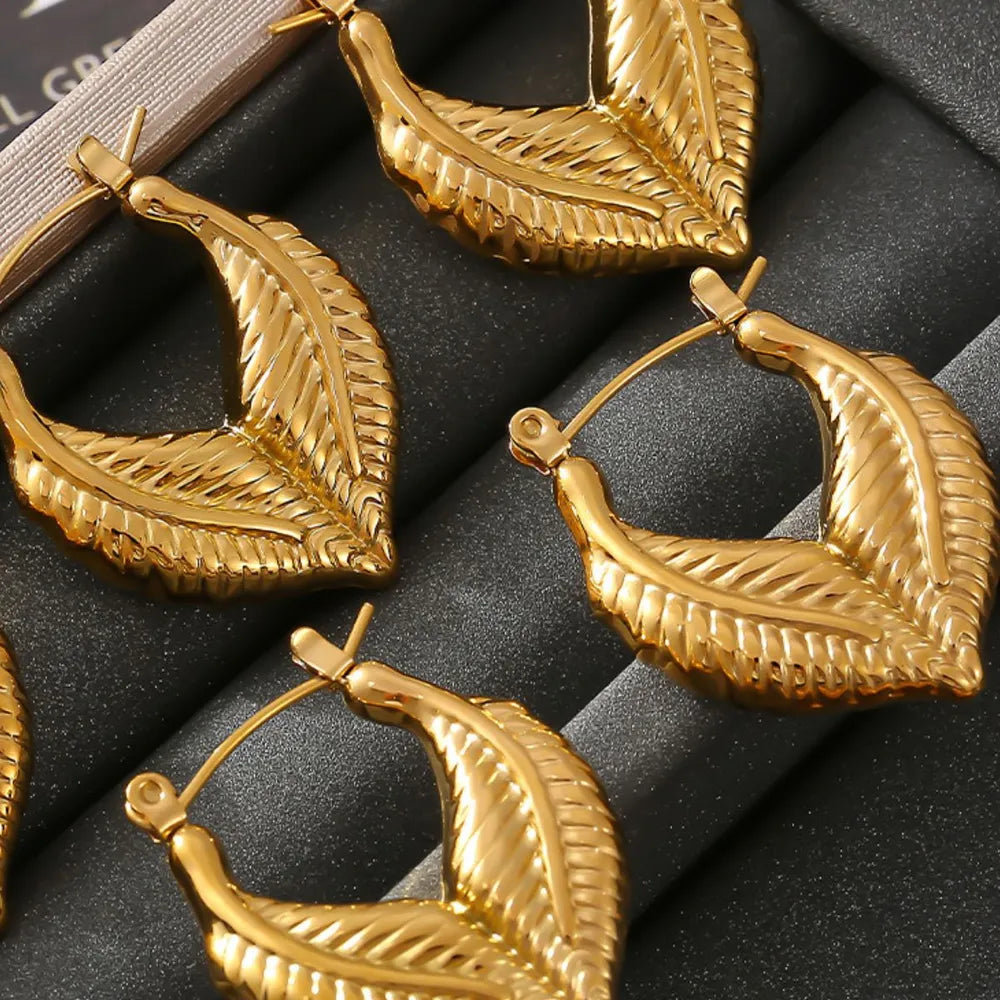 Leaf patchwork heart-shaped earrings with a niche design and titanium steel earrings - V.I.P Digital Presence