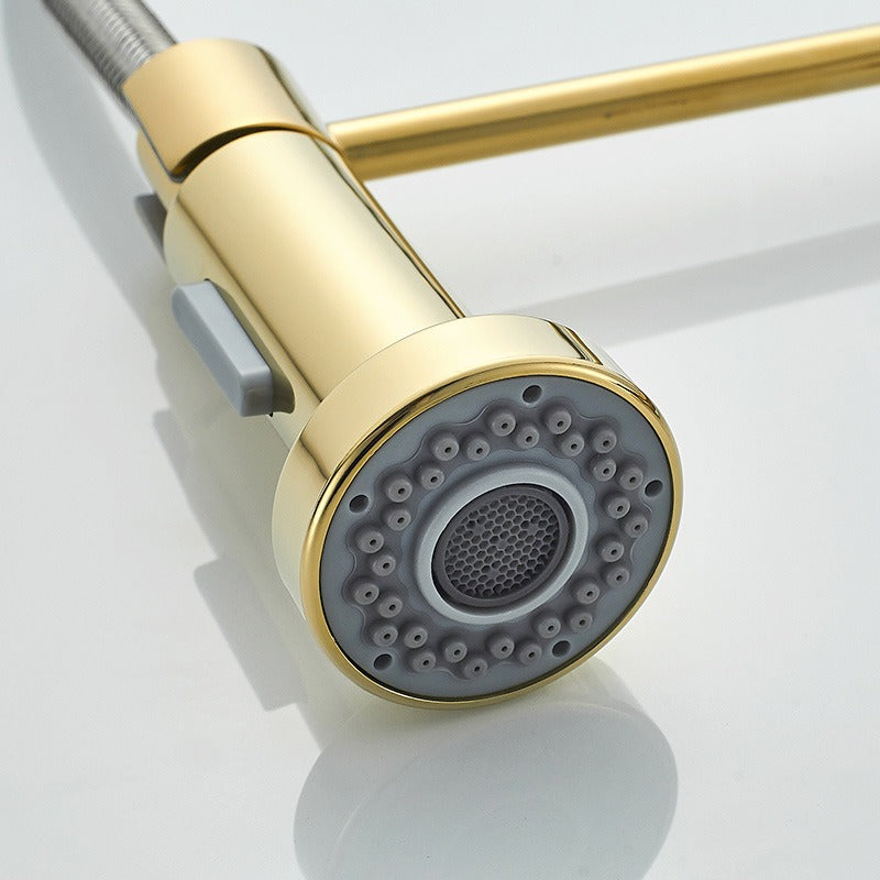 All copper spring faucet, kitchen sink with rotatable pull-out paint, black and gold dots - V.I.P Digital Presence