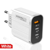 Striped USB+2PD Type-C Mobile Phone Charger Multi Port Travel Charging Head - V.I.P Digital Presence