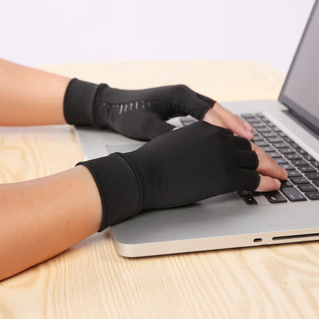 Indoor Writing Copper Fiber Health Care Half Finger Rehabilitation Training Joint Pain Relief Gloves Pressure Gloves - V.I.P Digital Presence