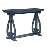 48-Inch Rustic Vintage Console Table --- Farmhouse Style Entryway Table with Open Shelf and Sturdy Construction (Navy) - V.I.P Digital Presence