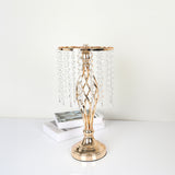 Wrought Iron Metal Flower Stand with Crystal Acrylic Beads Hanging Flower Arrangement, Gold-Plated Decoration for Wedding Tables - V.I.P Digital Presence