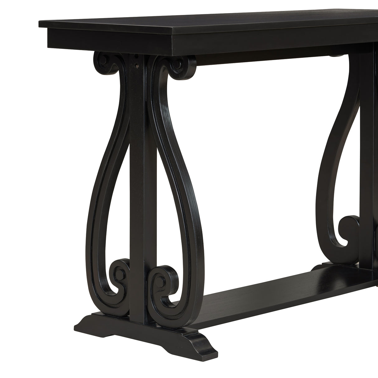 48-Inch Rustic Vintage Console Table --- Farmhouse Style Entryway Table with Open Shelf and Sturdy Construction (Black) - V.I.P Digital Presence