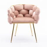 Luxury modern simple leisure velvet single sofa chair bedroom stool manicure table back chair pink set of 2 - V.I.P Digital Presence