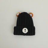 Gorro de punto cálido para niños de otoño e invierno, bonito gorro de lana de color caramelo con forma de oso, gorro cálido coreano para bebés, para hombres y mujeres, tendencia