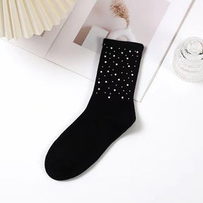 Spring and Autumn New Fairy Style Heavy Industry Starry Sky Hot Diamond Socks Light Luxury Versatile Middle Tube Socks - V.I.P Digital Presence