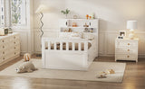 Twin Size Captain Platform Bed Frame with Storage Bookcases and Shelves,Four Drawers,White - V.I.P Digital Presence