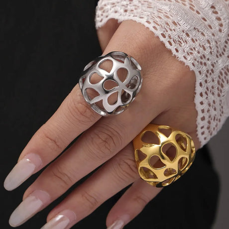 Large aperture hollow exaggerated heavy-duty stainless steel ring - V.I.P Digital Presence