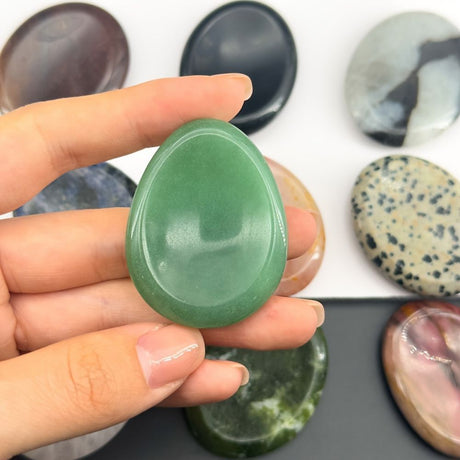 Thumb Worry Stones Oval Massage Quartz Healing Crystal Chakra Energy Therapy Meditation Spiritual Natural Gemstone Decor - V.I.P Digital Presence