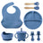 8PCS Mother and baby silicone bibs, silicone dinner plates, eight-piece set, baby food training suction cup bowl, baby divided tableware set - V.I.P Digital Presence