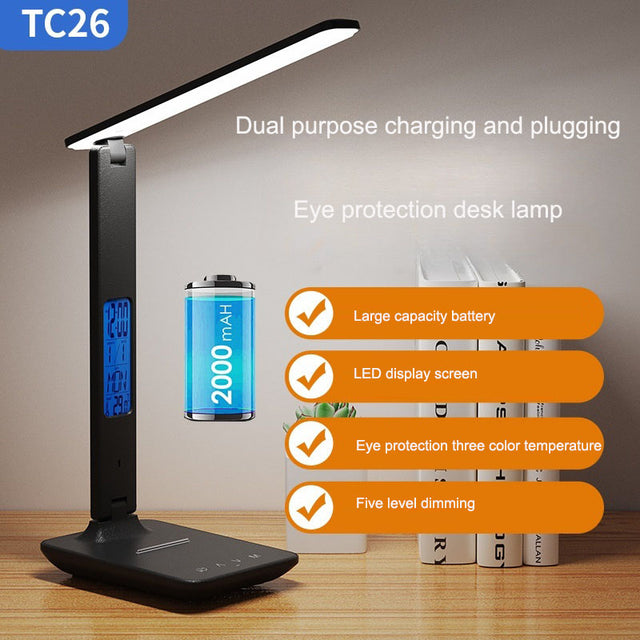 Folding alarm clock, time display, learning, reading, business, office, adjustable light, eye protection desk lamp - V.I.P Digital Presence