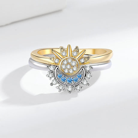 European and American personality simple design sun and moon folding ring female couple ring - V.I.P Digital Presence