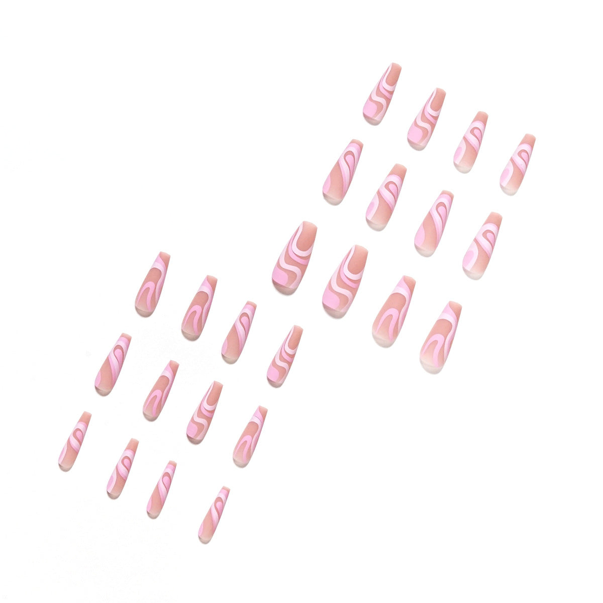 Rose Color Matching Line Press On Nail Fake Nail Patch Wearing Nail Finished Product - V.I.P Digital Presence