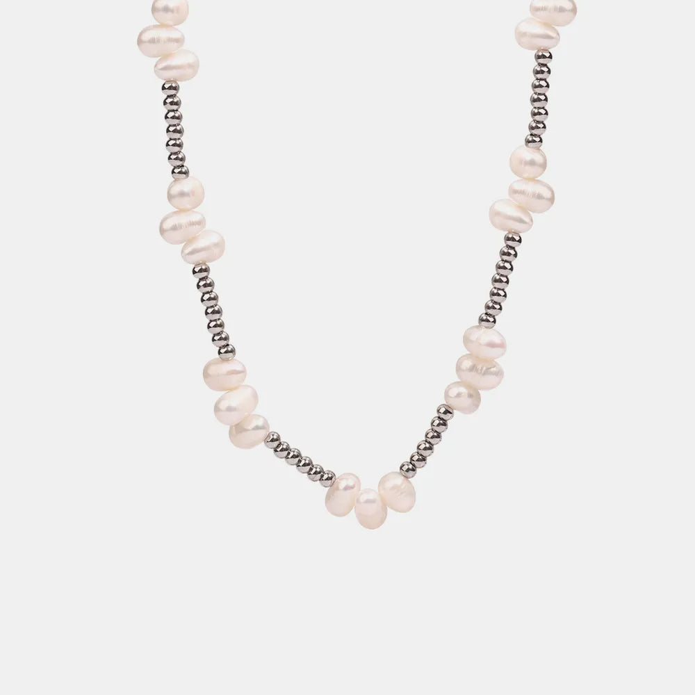 Freshwater Pearl Titanium Steel Bead Necklace - V.I.P Digital Presence