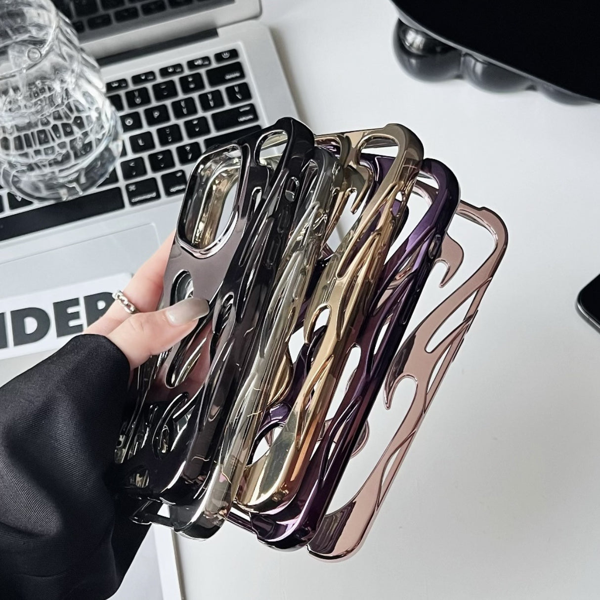 Electroplated hollow flame pattern phone case suitable for iPhone 15 Pro, simple all inclusive, Apple 14 anti drop protective cover - V.I.P Digital Presence