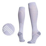 Calcetines de presión deportivos profesionales, calcetines altos para correr, saltar la cuerda, calcetines de compresión para ciclismo con rayas reflectantes por la noche