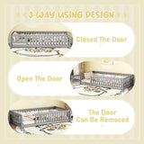 Twin Size Bed Floor Bed with Safety Guardrails and Door for Kids, Gray - V.I.P Digital Presence