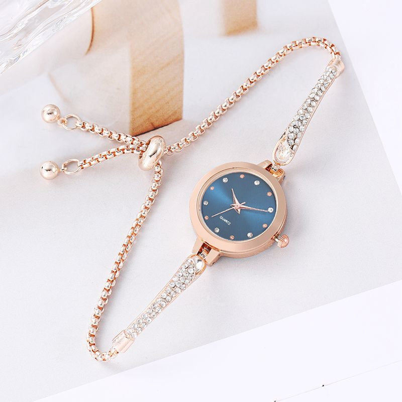 Girls' Watch Fashionable Diamond Inlaid INS. Academic Style Temperament Dial Decoration Lazy Pull Women's Bracelet Watch - V.I.P Digital Presence