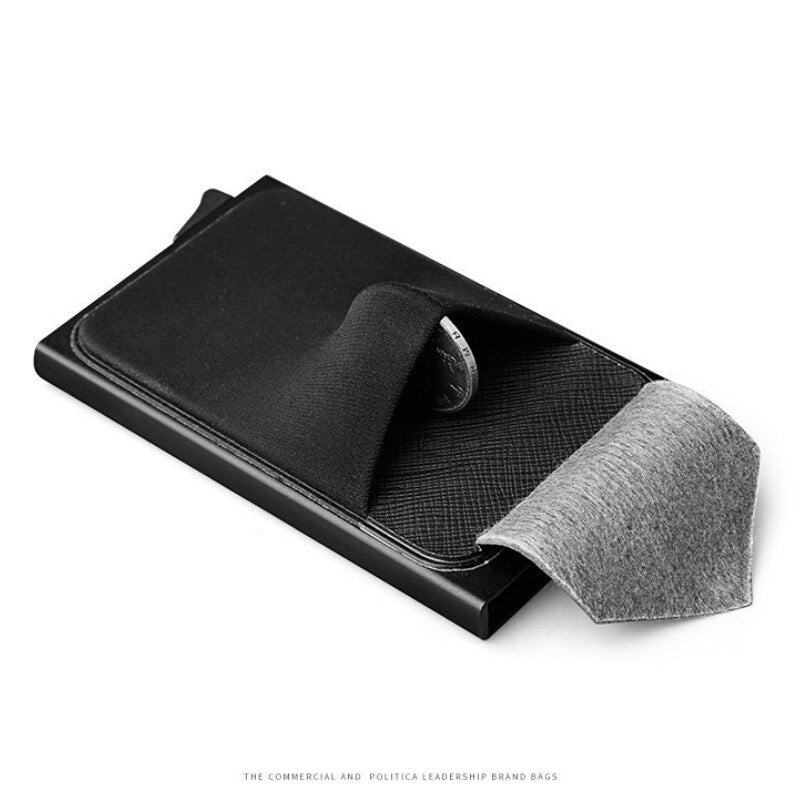 Business Men Credit Card Wallet Aluminum Cash ID Card Holder  Case Blocking Slim Metal Wallet Coin Purse Black - V.I.P Digital Presence