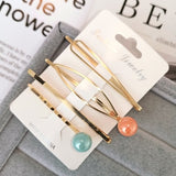 4PCS Korea Fashion Metal Hairpins Imitiation Pearl Colorful Beads Hair Clips for Women Irregular Geometric Hair Accessories - V.I.P Digital Presence