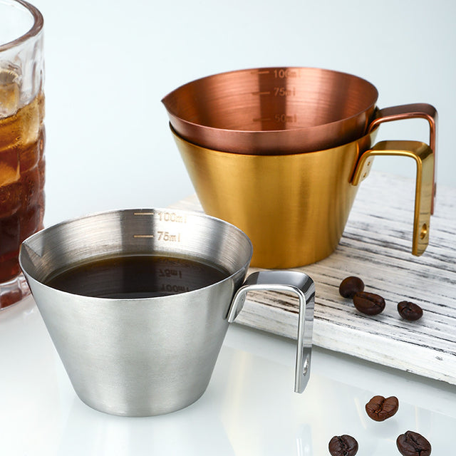 304 Stainless Steel Espresso Measuring Cup Small 100ml Espresso Shot Cup Dishwasher Safe V-Shaped Mouth - V.I.P Digital Presence