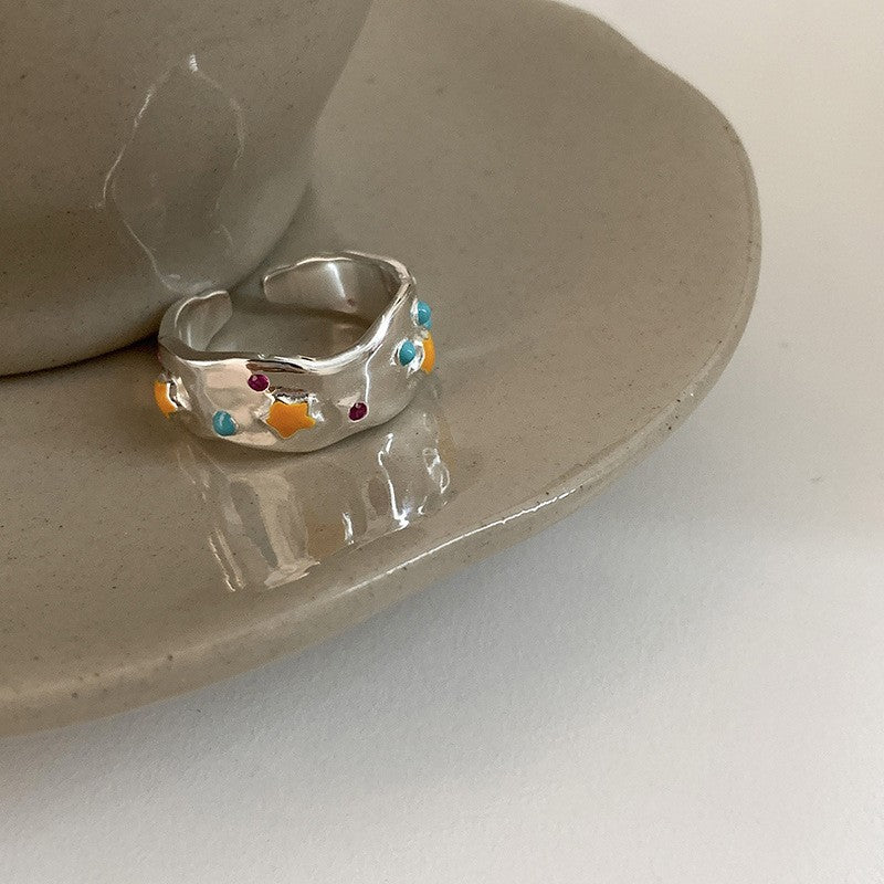 Dopamine love colored zircon diamond ring female niche index finger high-end fashion personality open ring - V.I.P Digital Presence