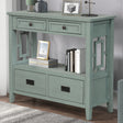 36'' Farmhouse Pine Wood Console Table Entry Sofa Table with 4 Drawers & 1 Storage Shelf (Retro Blue) - V.I.P Digital Presence