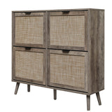 4 Door Shoe Rack, Freestanding Modern Shoe Storage Cabinet, for Entryway - V.I.P Digital Presence