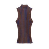 Half high neck sleeveless slim knit sweater for women - V.I.P Digital Presence