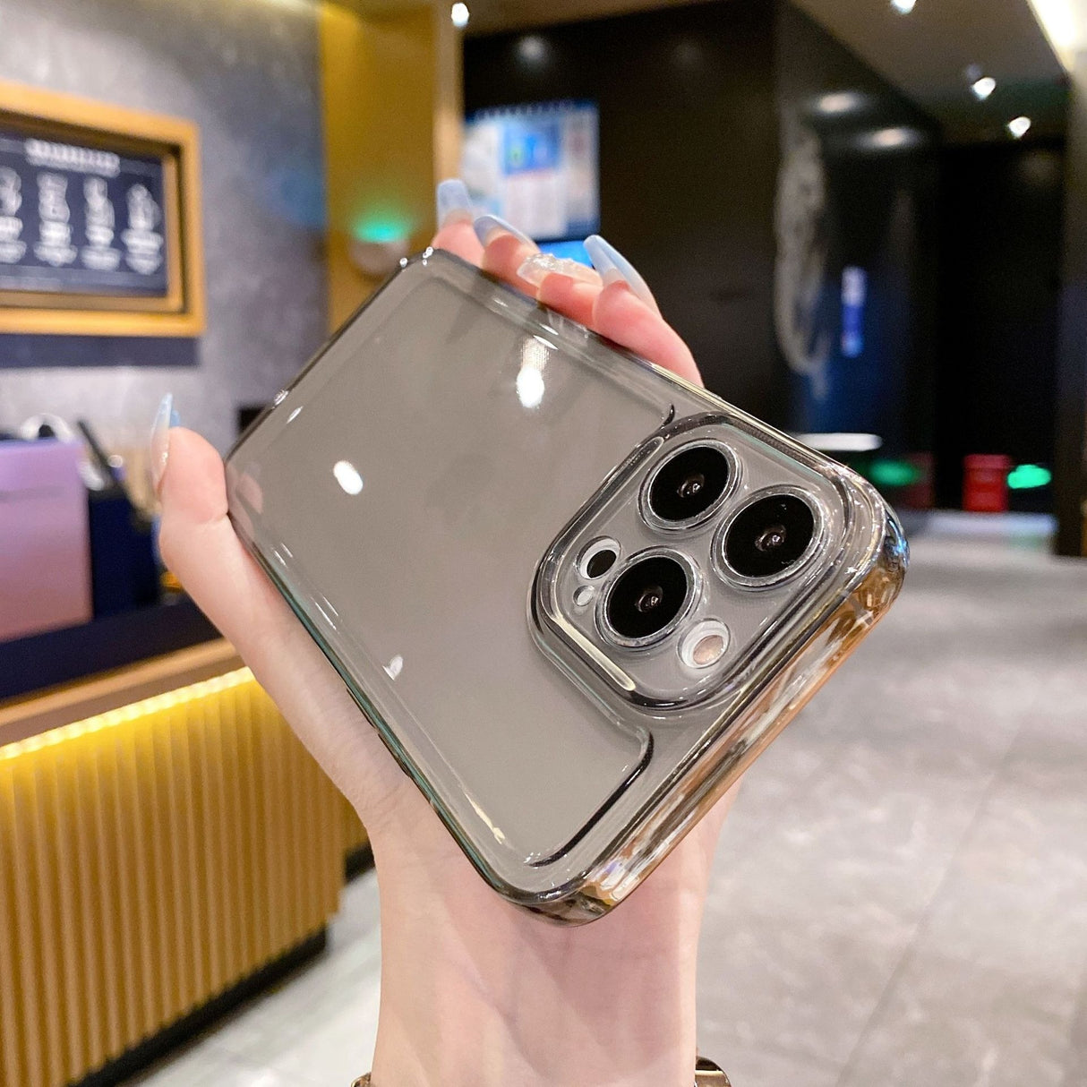 Suitable for Apple 13pro space transparent phone case iPhone 16 anti drop all inclusive 14 hole straight edge protective cover - V.I.P Digital Presence