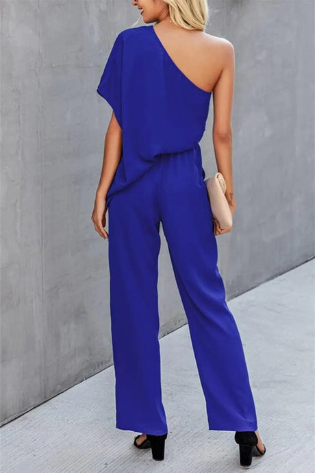 Single Shoulder Short Sleeve Jumpsuit - V.I.P Digital Presence