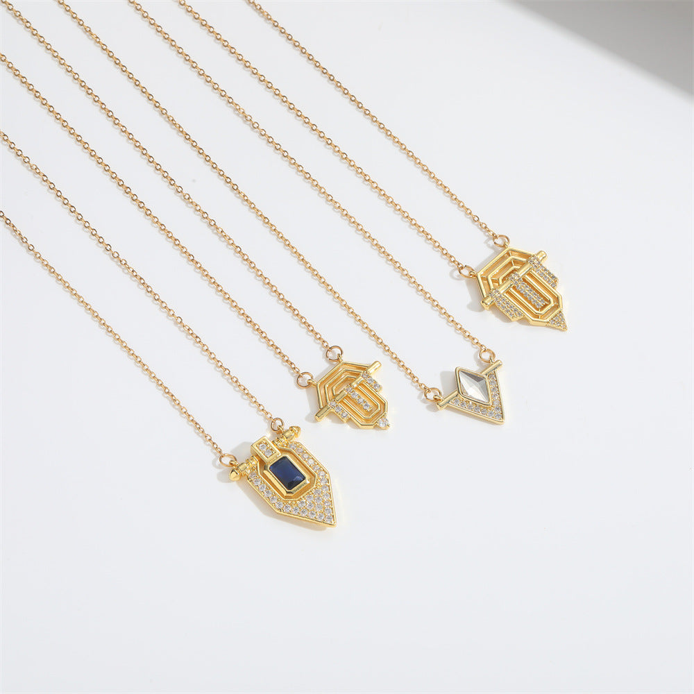 Roman retro flag design pendant necklace for women's collarbone chain - V.I.P Digital Presence