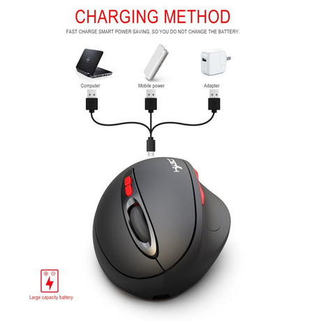 2.4G wireless mouse rechargeable vertical mouse with 7 buttons ergonomic design - V.I.P Digital Presence