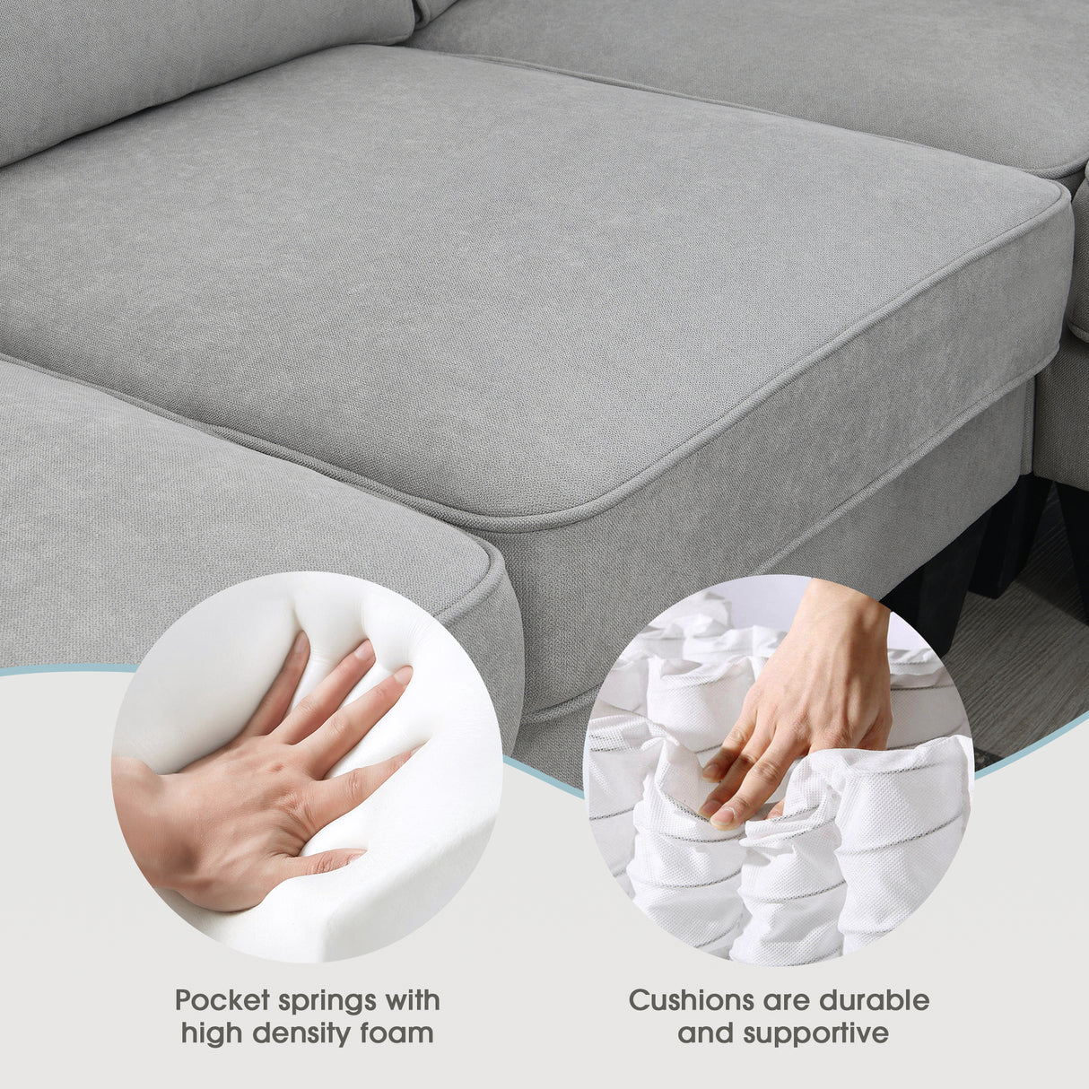 [VIDEO provided] [New] 108*85.5" Modern U Shape Sectional Sofa 7 Seat Fabric Sectional Sofa Set - V.I.P Digital Presence